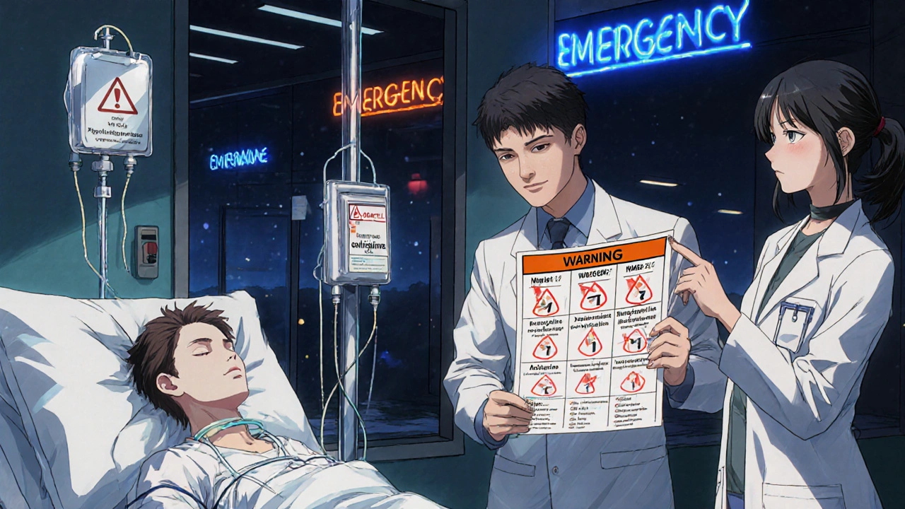 Emergency room scene with doctors treating hypertensive crisis caused by medication mix