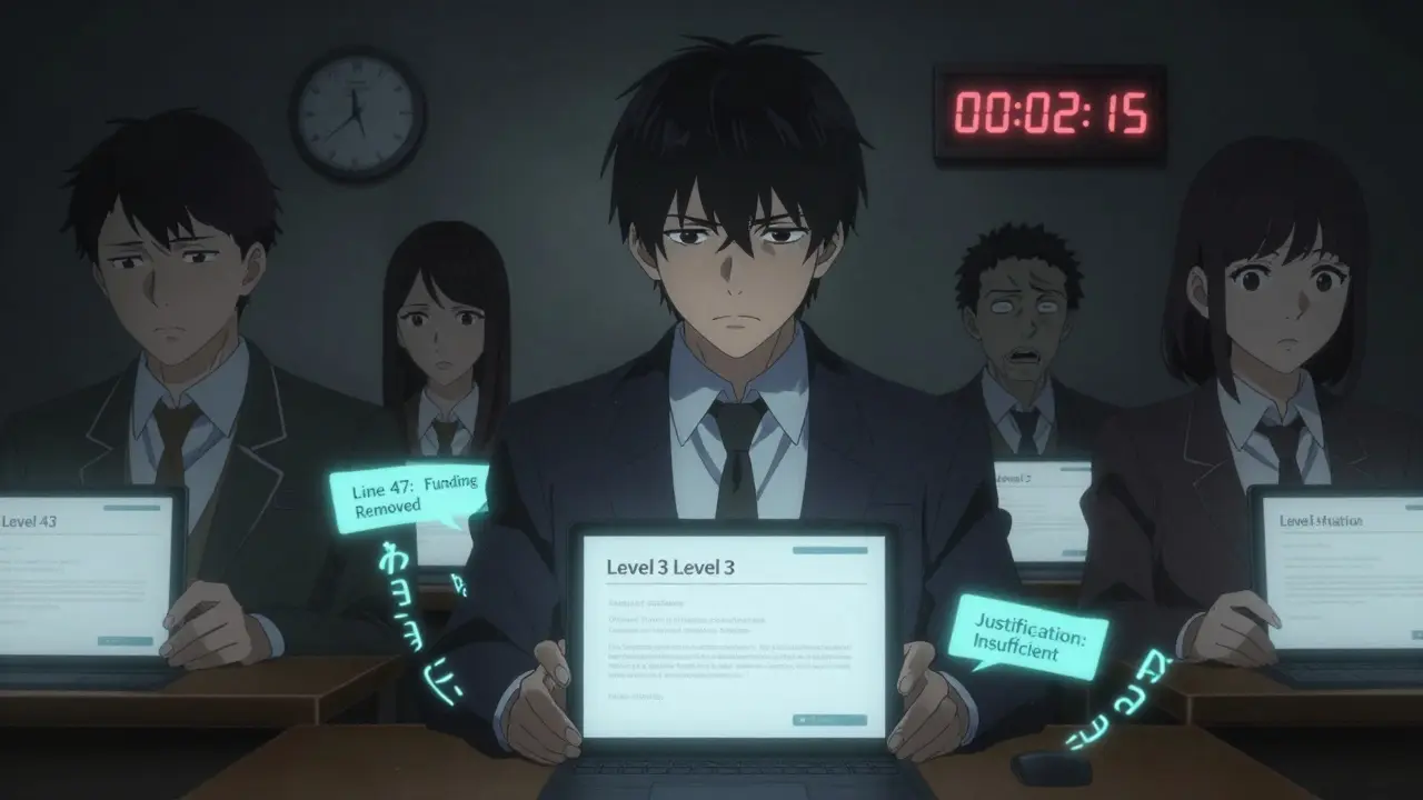 A committee votes on a substitution, clock ticking down, minority members shocked by automated rejection.