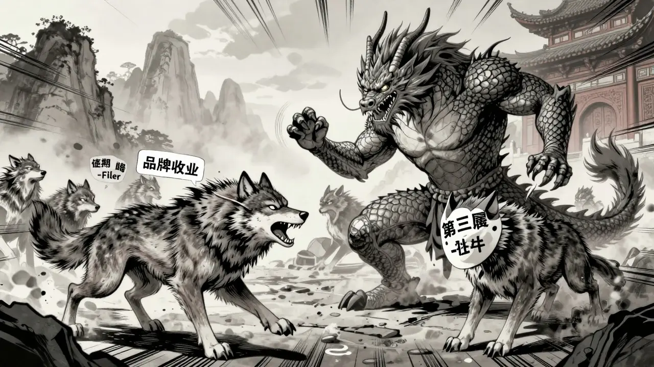 Artistic depiction of generic manufacturers challenging brand revenue dominance.