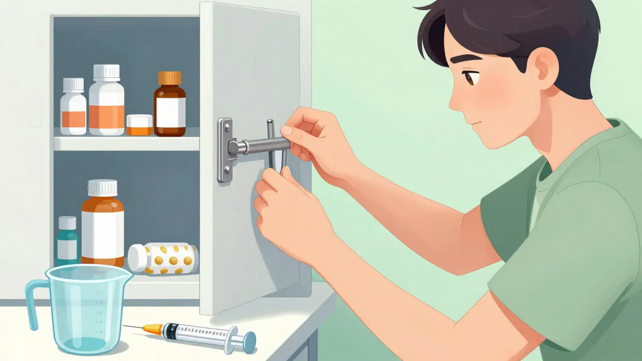 Parent locking medicine cabinet for child safety