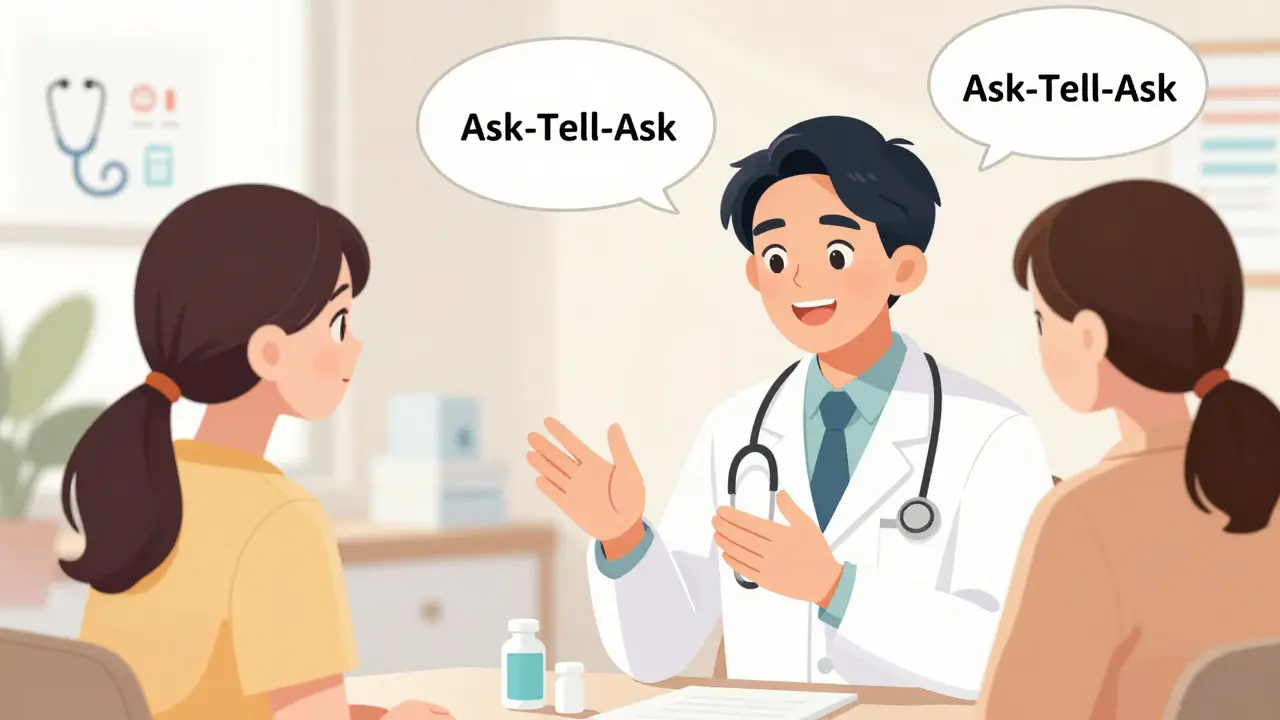 Doctor and patient having a positive consultation about meds