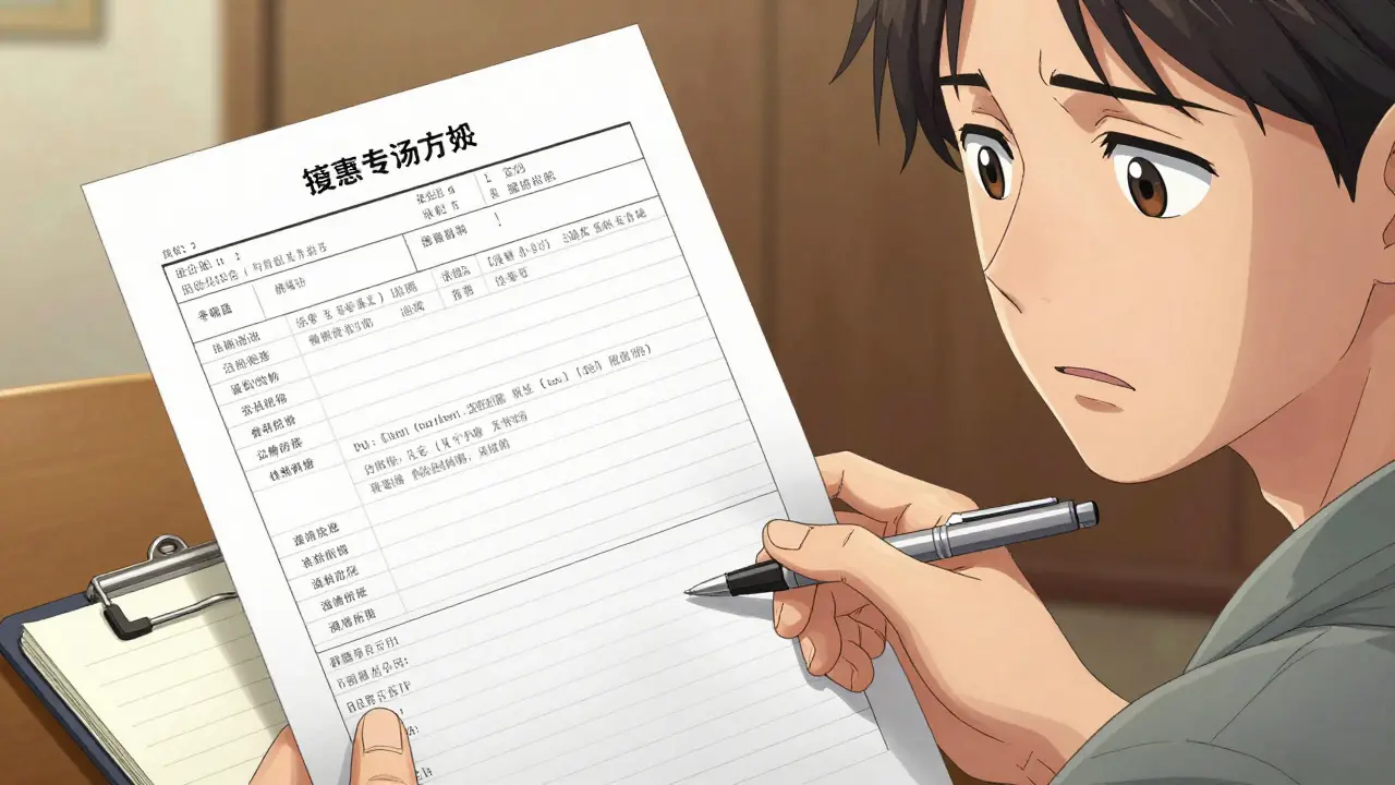 Parent holding medical forms and notepad