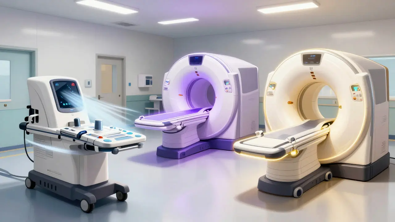 Comparison of PET-CT, MRI, and PET-MRI scanners in hallway